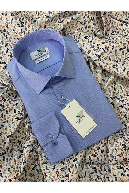 Men's Blue Fish Scale Patterned Stylish Elite Premium Quality Shirt