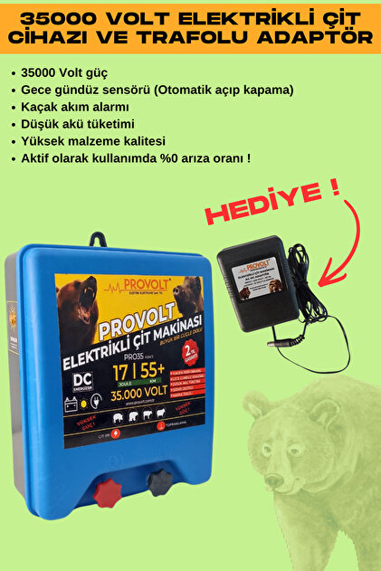 PROVOLT Elektrikli Çit Cihazı 35000 Volt Adaptör HEDİYE - Fiyatı