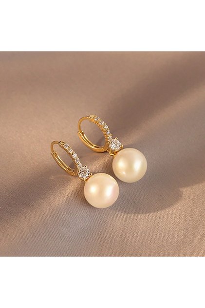 WF4245-1 1pair Elegant Imitation Pearl Drop Gold Color Earring Luxury Accessory Gift for Korean Fash
