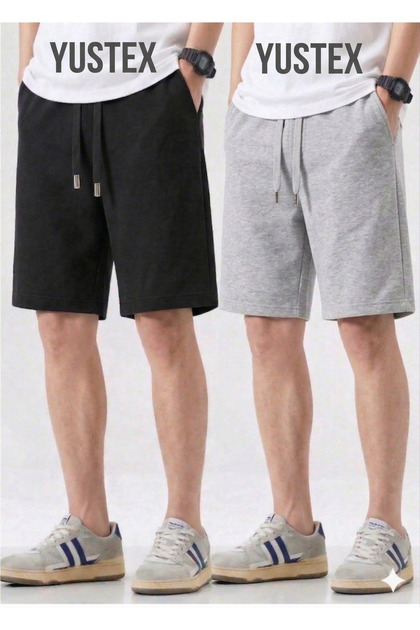 2-Pack Men's Shorts Set - Black and Gray High-Waisted No-Show Oversize Shorts