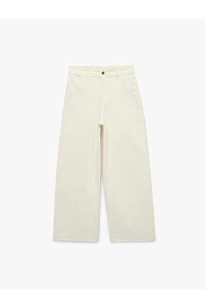 Normal Bel Rahat Kalıp Kesik Paça Jean Pantolon - Culoette Jean