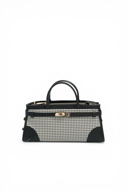 Black - Black Houndstooth Plaid Women's Handbag Sp1260