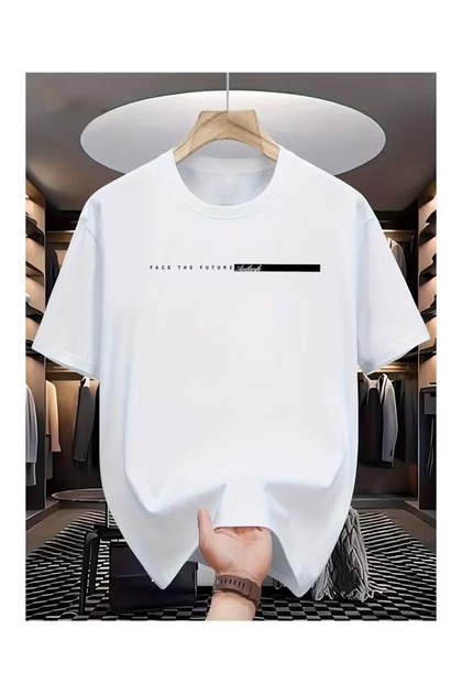 Face the Future Line-Art Printed Unisex Oversize Tee / T-Shirt