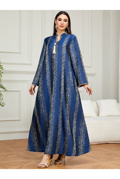 Navy Blue Textured A-Line Jalabiya