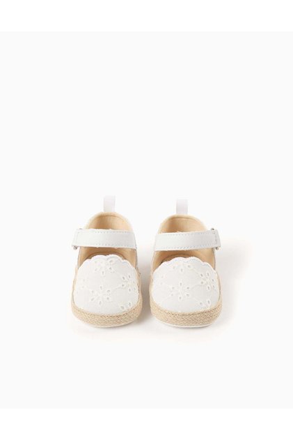 Espadrilles With Touch-Fastening Strap For Newborn Girls, White