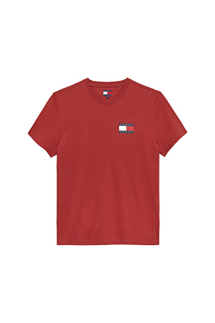 Tommy Jeans Bisiklet Yaka Baskılı Kırmızı Erkek T-Shirt