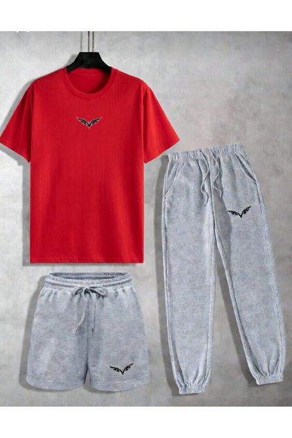 T-Shirt Sweatpants Shorts 3-Piece Combination Eagle Printed Women's / Men's Unisex Model Set
