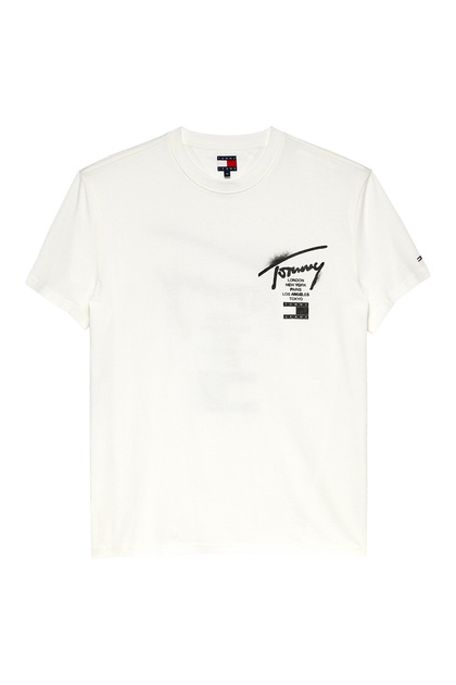 Tommy Jeans % 100 Pamuk Slim Fit Bisiklet Yaka Logolu T Shirt