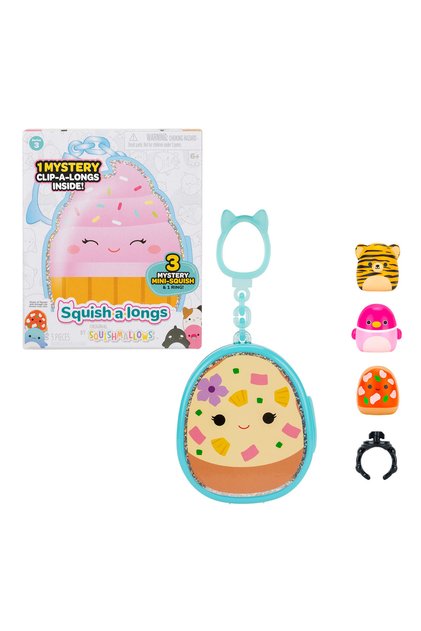 Squishmallows Squish-a-longs 3 Figür + Yüzük Çantalı Sürpriz Paket