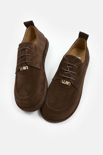 Minn Acı Kahve Süet Hakiki Deri Kadın Loafer Ayakkabı