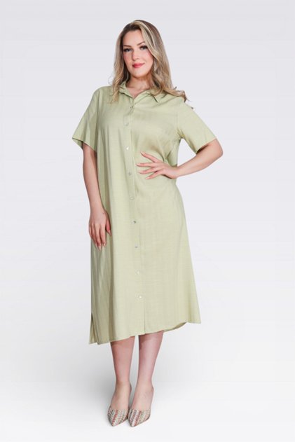 40289 Green Lightweight Fabric Short Sleeve Dress