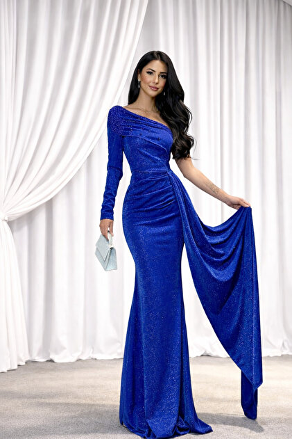 HESODOS Evening Dress, Evening Gown for Women, Graduation Dresses, Wedding Engagement Dresses, Saks Blue with Stones- Trendyol HESODOS Evening Dress, Evening Gown for Women, Graduation Dresses, Wedding Engagement Dresses, Saks Blue with Stones- Trendyol