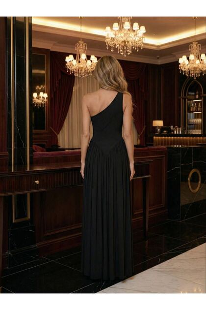 sajarsln One Shoulder Long Evening Dress Flowy Maxi Length Princess  Cleopatra Style- Trendyol