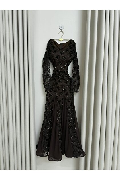 Dylan Dresses Evening & Prom Dress - Brown - Normal Size- Trendyol