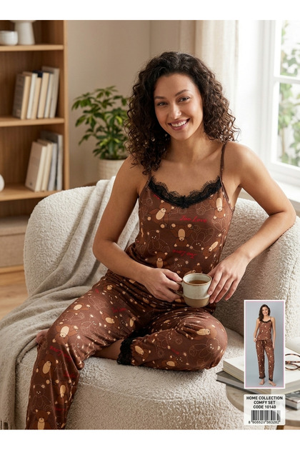 Patterned Combed Cotton Comfortable Casual Strap Nightgown for Daily Use at Home Seasonal Nightgown
