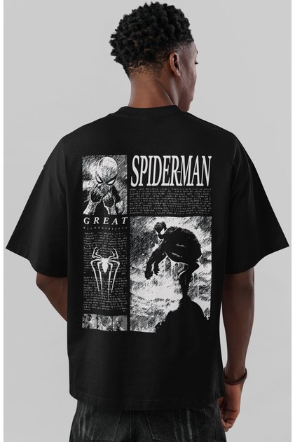 Spider-Man Spiderman Superhero Back Printed Unisex Oversize T-Shirt