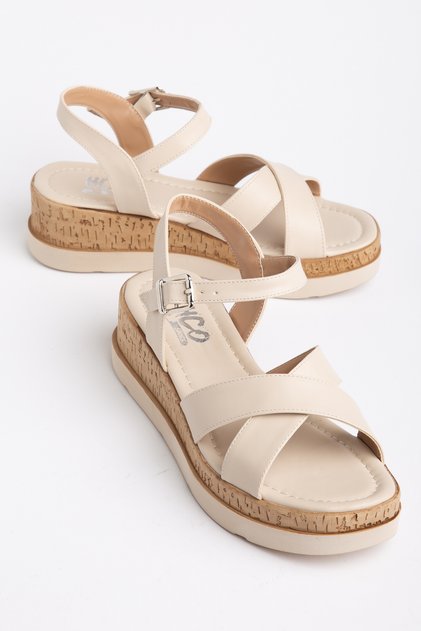Wicker Cross Strap Detailed Casual Women's Sandals