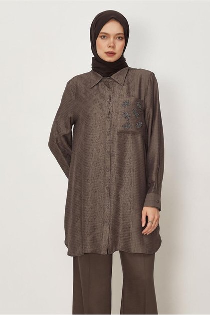 Jacquard Shirt Collar Tunic 46521