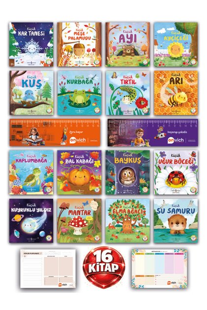 Doğanın Eşsiz Hikayeleri Serisi 16 Kitaplık Set - Küçük Kar Tanesi Meşe Palamudu Ayı Kaplumbağa Arı