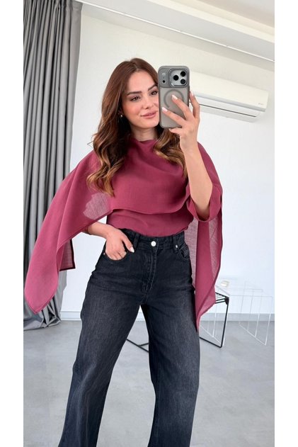 Burgundy Shawl Detail Shirt - 3251