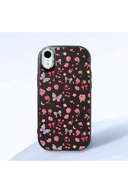 Black Silicone Case with Shock-Absorbing Camera Protections Compatible with iPhone Xr