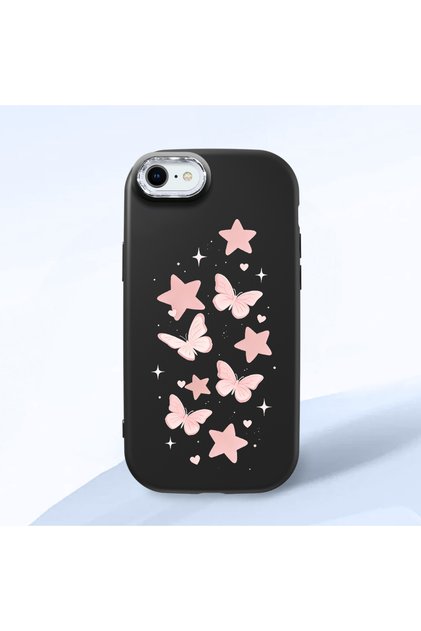 Black Silicone Case with Shock-Absorbing Camera Protections Compatible with iPhone 7/8/Se 2020 2022