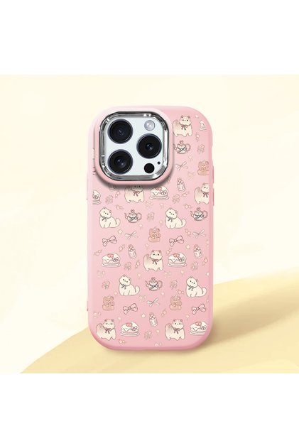 Pink Silicone Case Compatible with iPhone 15 Pro with Shock-Absorbing Camera Protections