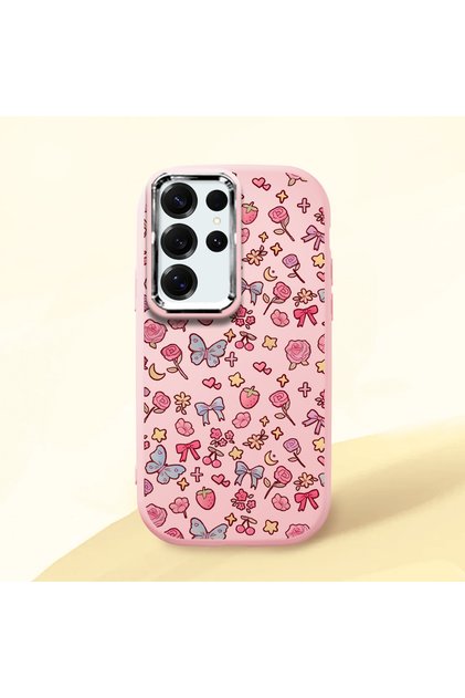 Pink Silicone Case with Shock-Absorbing Camera Protections Compatible with Samsung Galaxy S25 Ultra