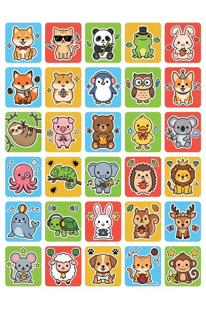 30-Piece Animal Figure Sticker Set - for Laptop, Notebook, Phone