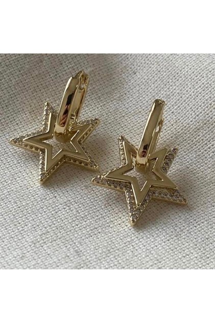 Taşlı çift yıldız küpe (yıldızlar sabittir.)