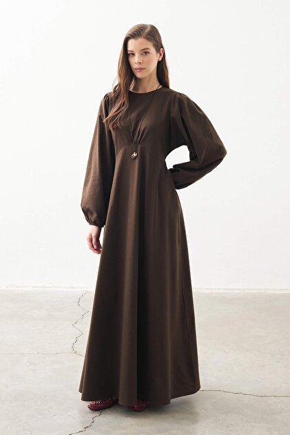 brown dresses modest A-line Strapless Long Prom Dress Modest Satin Chocolate Evening Dresse   SELINADRESS