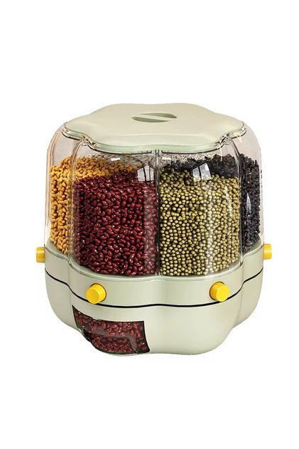 Rotating Rice Barrel 10 Ltr-360 degree rotation -Multi Compartment One touch Grain Dispenser