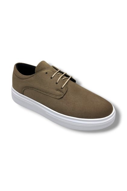 596-26Suede Leather Lace-Up Casual Men's Shoes Mink White