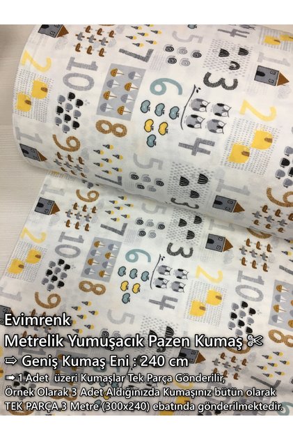 Desenli Pazen Yumuşacık Pamuk Metrelik Kumaş - Bebek - Nevresim - Pijama