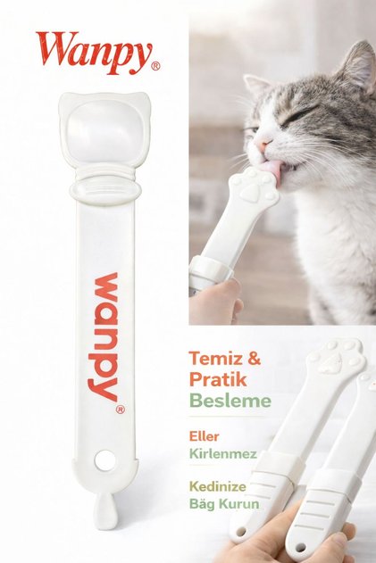 Kedi/köpek Krema Ödül Maması Yedirme Kaşığı (Hijyenik KAŞIK) beyaz