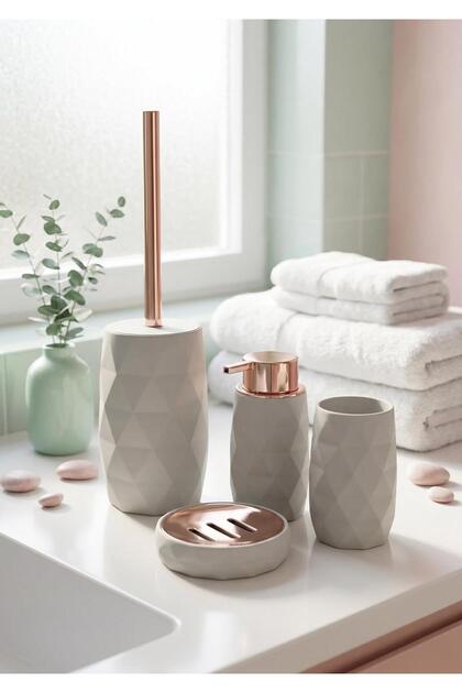 Acrylic Rose Bathroom Set - 4 Pieces, Cream
