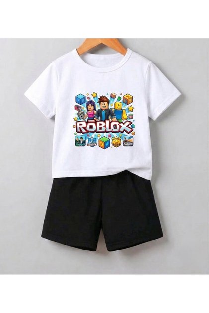 Roblox Printed Children's T-Shirt Shorts Top-Down Combination Set