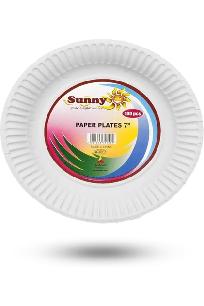 Disposable Paper Plates Plain 7 Inch White β 1 Pack in 100 pcs