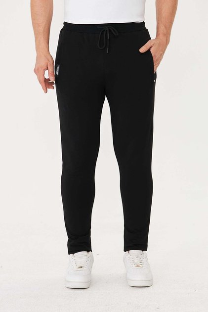 Men's Cotton Zippered Pocket Sweatpants Black 5431-S