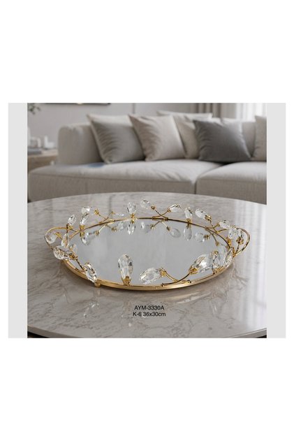 Kristal Taşlı Aynalı İthal Tepsi aym-3330a