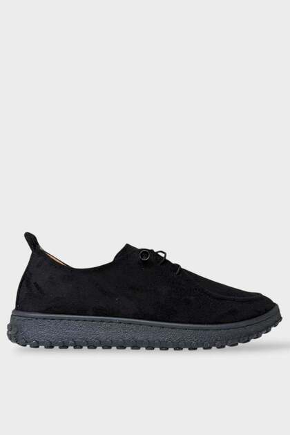 Orthopedic Comfortable Sole Lace-Up Daily Women's Casual Shoes Black - Black
