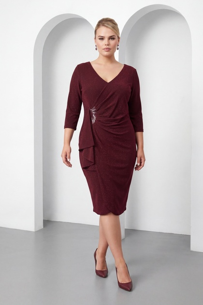princess polly baby blue dress Plus Size A-Line Jewel Burgundy Lace Bridesmaid Dresses with Short Sleeves main image 0