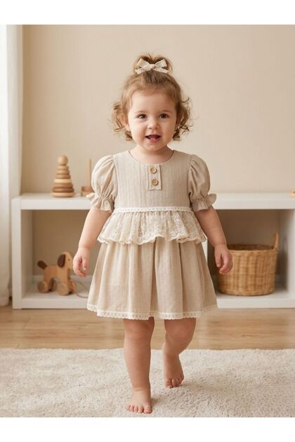 Nostalgia Breeze Lace Detailed Baby Girl Dress