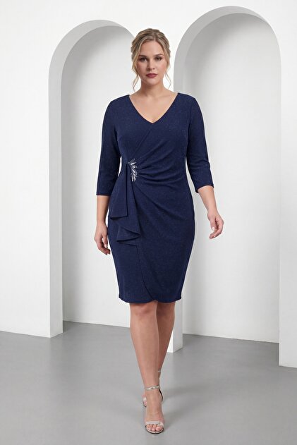 navy blue bodycon dress plus size SHEIN EZwear Women's Plus Size Solid Knit Bodycon Dress main image 1