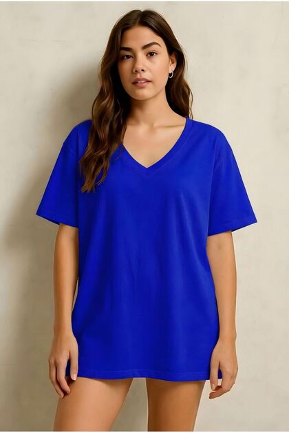 V-Neck Oversized Unisex T-Shirt 1Vq6