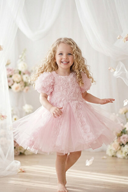 open lace back dress Lavender Iridescent Flower Appliqué Gown for Girls – Princess Dress –  Inayah Fashion