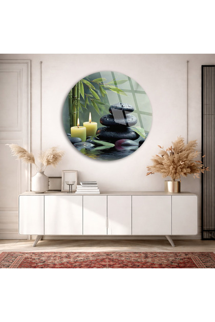 TAULART Unbreakable Glass Table, Modern Wall Decoration Zen Stone