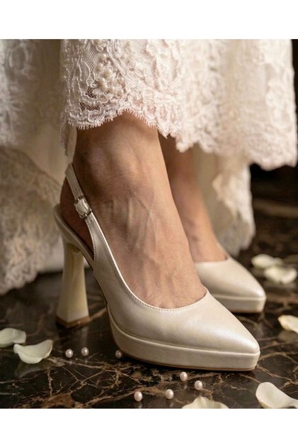 Elegant Platform Heeled Bridal Shoes - Feli̇syabuti̇k