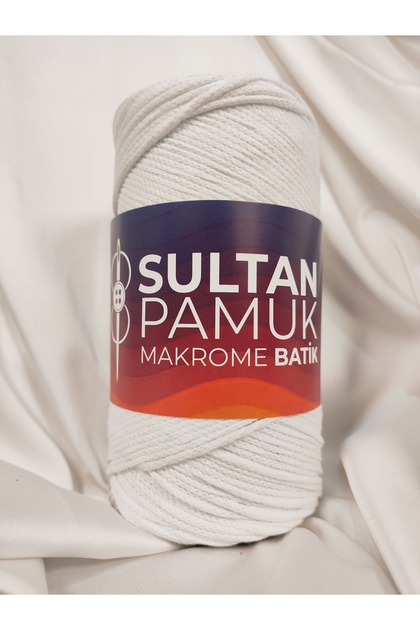 Fir de tricotat manual din bumbac macrame, batik, ebruli (1 bucată) - Culoare: 200