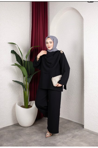 Beyza takım siyah Adriana kumaş